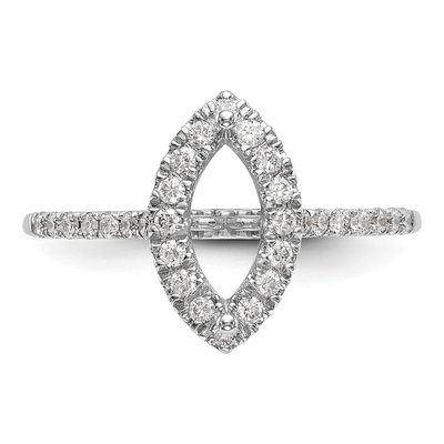 14K White Gold Diamond Marquise Halo Engagement Ring Semi-Mount – view 4