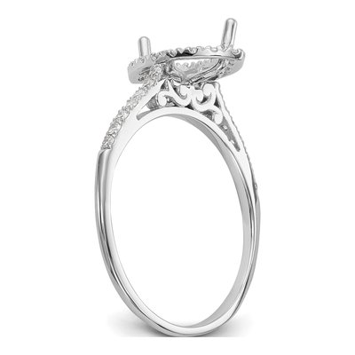 14K White Gold Diamond Marquise Halo Engagement Ring Semi-Mount – view 6