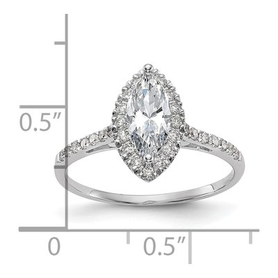 14K White Gold Diamond Marquise Halo Engagement Ring Semi-Mount – view 8