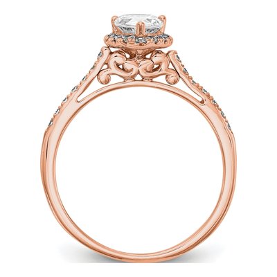 14K Rose Gold Diamond Pear Halo Engagement Ring Semi-Mount – view 2