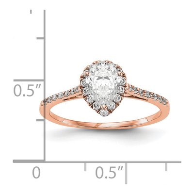 14K Rose Gold Diamond Pear Halo Engagement Ring Semi-Mount – view 3