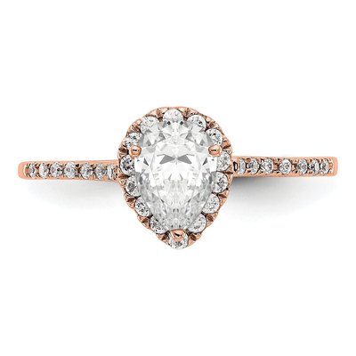 14K Rose Gold Diamond Pear Halo Engagement Ring Semi-Mount – view 5