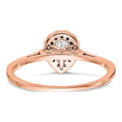 14K Rose Gold Diamond Pear Halo Engagement Ring Semi-Mount – view 6