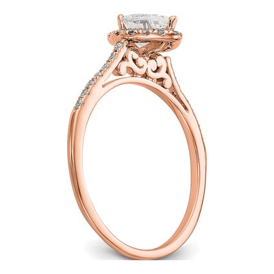 14K Rose Gold Diamond Pear Halo Engagement Ring Semi-Mount – view 7
