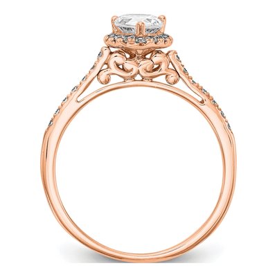 14K Rose Gold Diamond Pear Halo Engagement Ring Semi-Mount – view 2