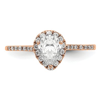 14K Rose Gold Diamond Pear Halo Engagement Ring Semi-Mount – view 4