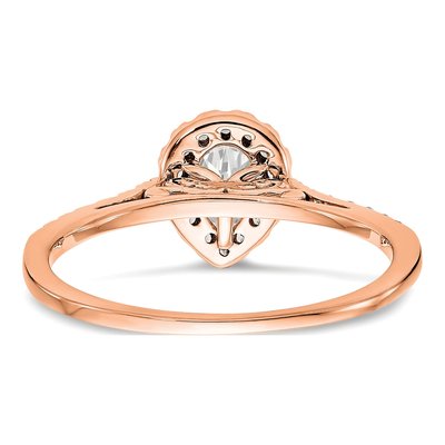 14K Rose Gold Diamond Pear Halo Engagement Ring Semi-Mount – view 5