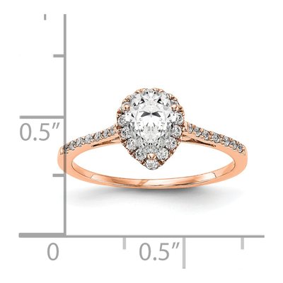 14K Rose Gold Diamond Pear Halo Engagement Ring Semi-Mount – view 8