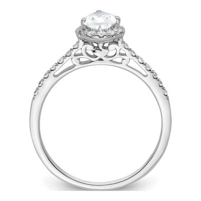 14K White Gold Diamond Halo Engagement Ring Semi-Mount – view 3