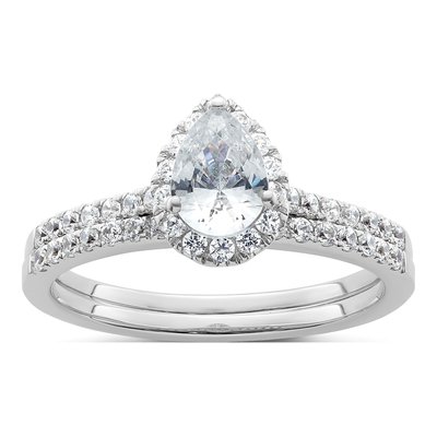 14K White Gold Diamond Halo Engagement Ring Semi-Mount – view 8