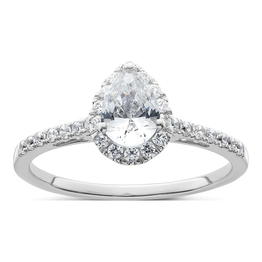 14K White Gold Halo Diamond Semi-Mount Ring
