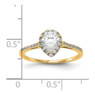 14K Yellow Gold Diamond Pear Halo Engagement Ring Semi-Mount – view 3
