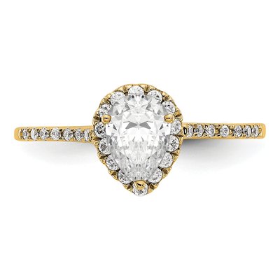 14K Yellow Gold Diamond Pear Halo Engagement Ring Semi-Mount – view 5