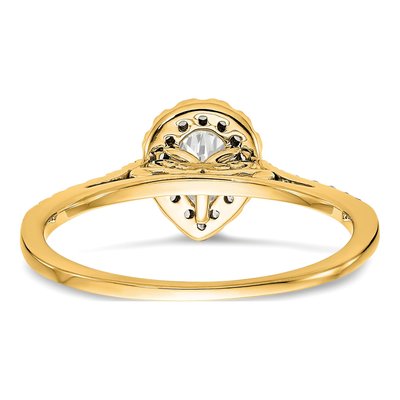 14K Yellow Gold Diamond Pear Halo Engagement Ring Semi-Mount – view 6