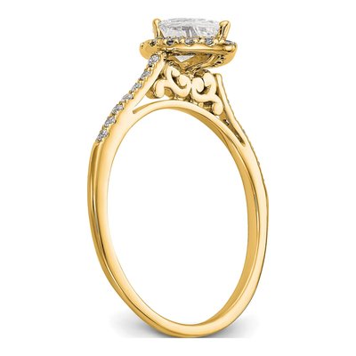 14K Yellow Gold Diamond Pear Halo Engagement Ring Semi-Mount – view 7