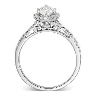 14K White Gold Diamond Pear Halo Engagement Ring Semi-Mount – view 2