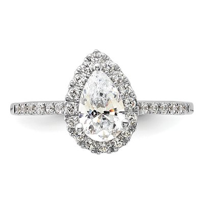 14K White Gold Diamond Pear Halo Engagement Ring Semi-Mount – view 4