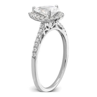 14K White Gold Diamond Pear Halo Engagement Ring Semi-Mount – view 6