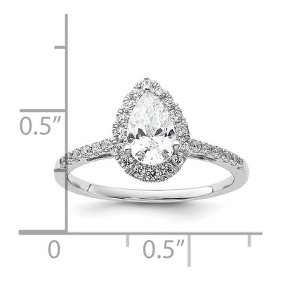 14K White Gold Diamond Pear Halo Engagement Ring Semi-Mount – view 8