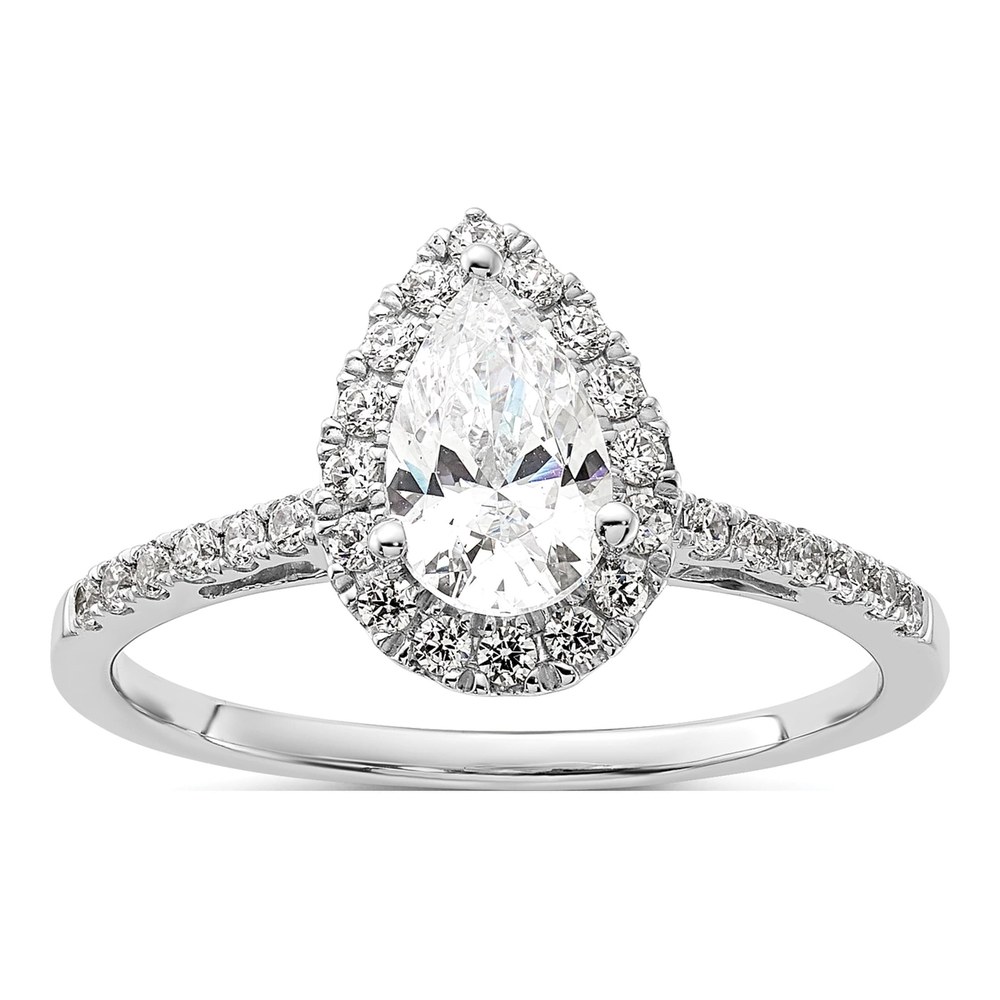 14k White Gold Pear Halo Semi-Mount Ring