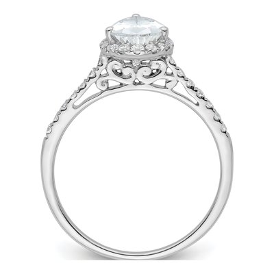 14K White Gold Diamond Halo Engagement Ring Semi-Mount – view 3