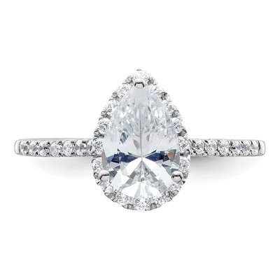14K White Gold Diamond Halo Engagement Ring Semi-Mount – view 5
