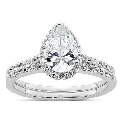 14K White Gold Diamond Halo Engagement Ring Semi-Mount – view 8
