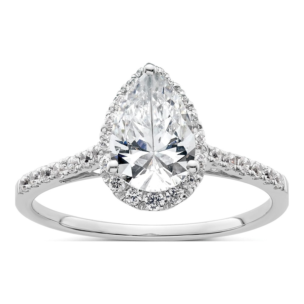 14k White Gold Halo Engagement Ring Semi-Mount