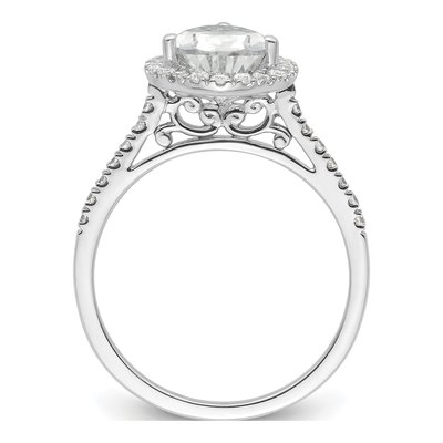 14K White Gold Diamond Halo Engagement Ring Semi-Mount – view 3