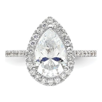 14K White Gold Diamond Halo Engagement Ring Semi-Mount – view 5