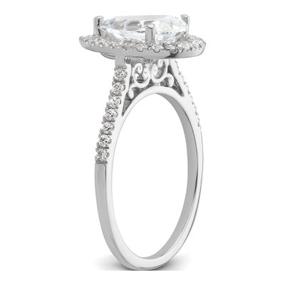 14K White Gold Diamond Halo Engagement Ring Semi-Mount – view 7