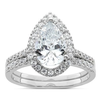 14K White Gold Diamond Halo Engagement Ring Semi-Mount – view 8