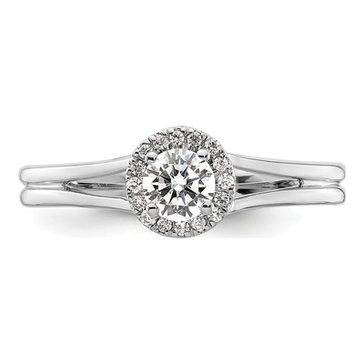 14K White Gold Diamond Halo Setting Engagement Ring Semi-Mount – view 6