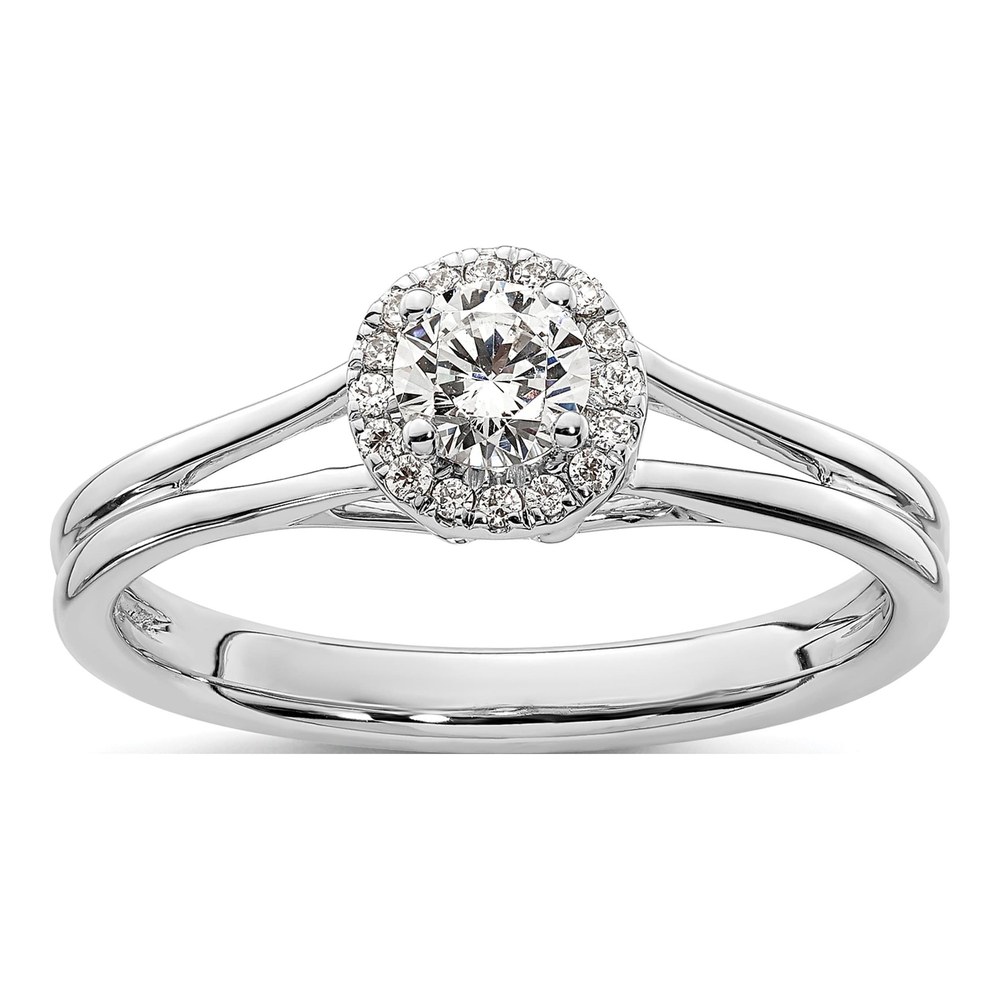 14K White Gold Diamond Halo Engagement Ring Setting