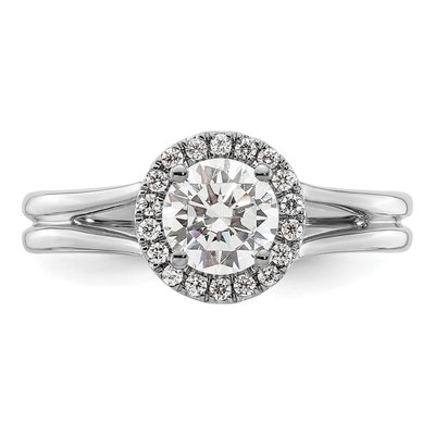 14K White Gold Diamond Halo Engagement Ring Semi-Mount – view 5