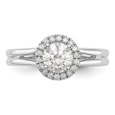 14K White Gold Diamond Halo Engagement Ring Semi-Mount – view 5