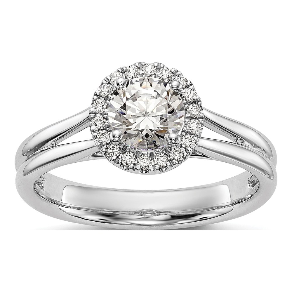 14K White Gold Halo Diamond Semi-Mount Engagement Ring