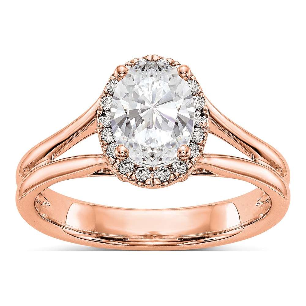 14K Rose Gold Diamond Oval Halo Setting Engagement Ring Semi-Mount