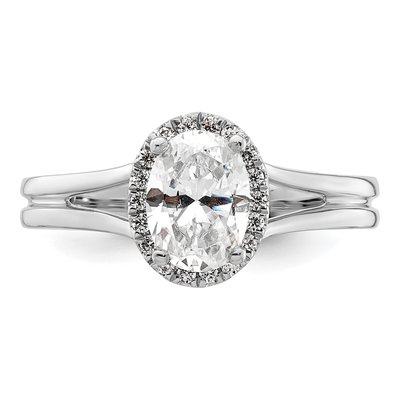 14K White Gold Diamond Halo Engagement Ring Semi-Mount – view 6