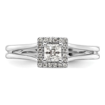 14K White Gold Diamond Halo Engagement Ring Semi-Mount – view 5