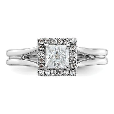 14K White Gold Diamond Halo Engagement Ring Semi-Mount – view 5
