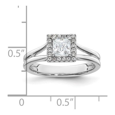 14K White Gold Diamond Halo Engagement Ring Semi-Mount – view 8