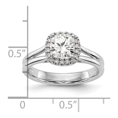 14K White Gold Diamond Split Shank Cushion Halo Engagement Ring Semi-Mount – view 7