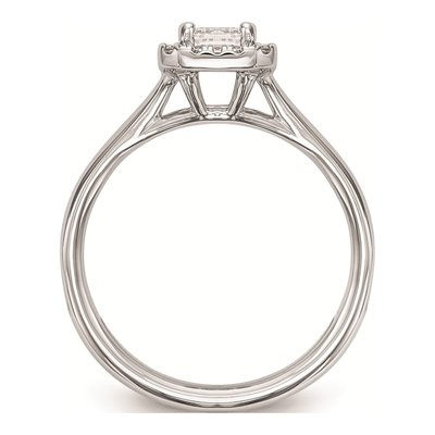 14K White Gold Diamond Halo Engagement Ring Semi-Mount – view 2