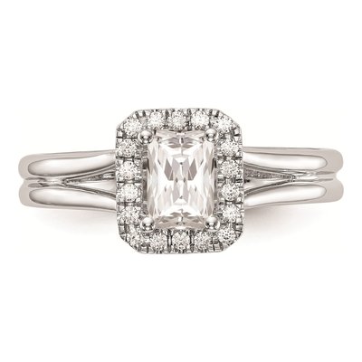 14K White Gold Diamond Halo Engagement Ring Semi-Mount – view 4