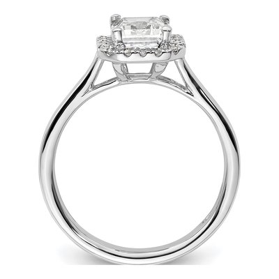 14K White Gold Diamond Halo Setting Engagement Ring Semi-Mount – view 3