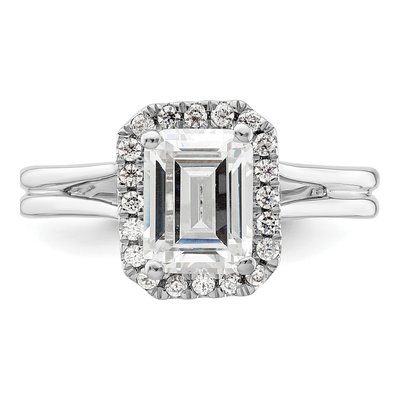 14K White Gold Diamond Halo Setting Engagement Ring Semi-Mount – view 5