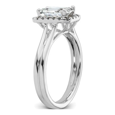 14K White Gold Diamond Halo Setting Engagement Ring Semi-Mount – view 7