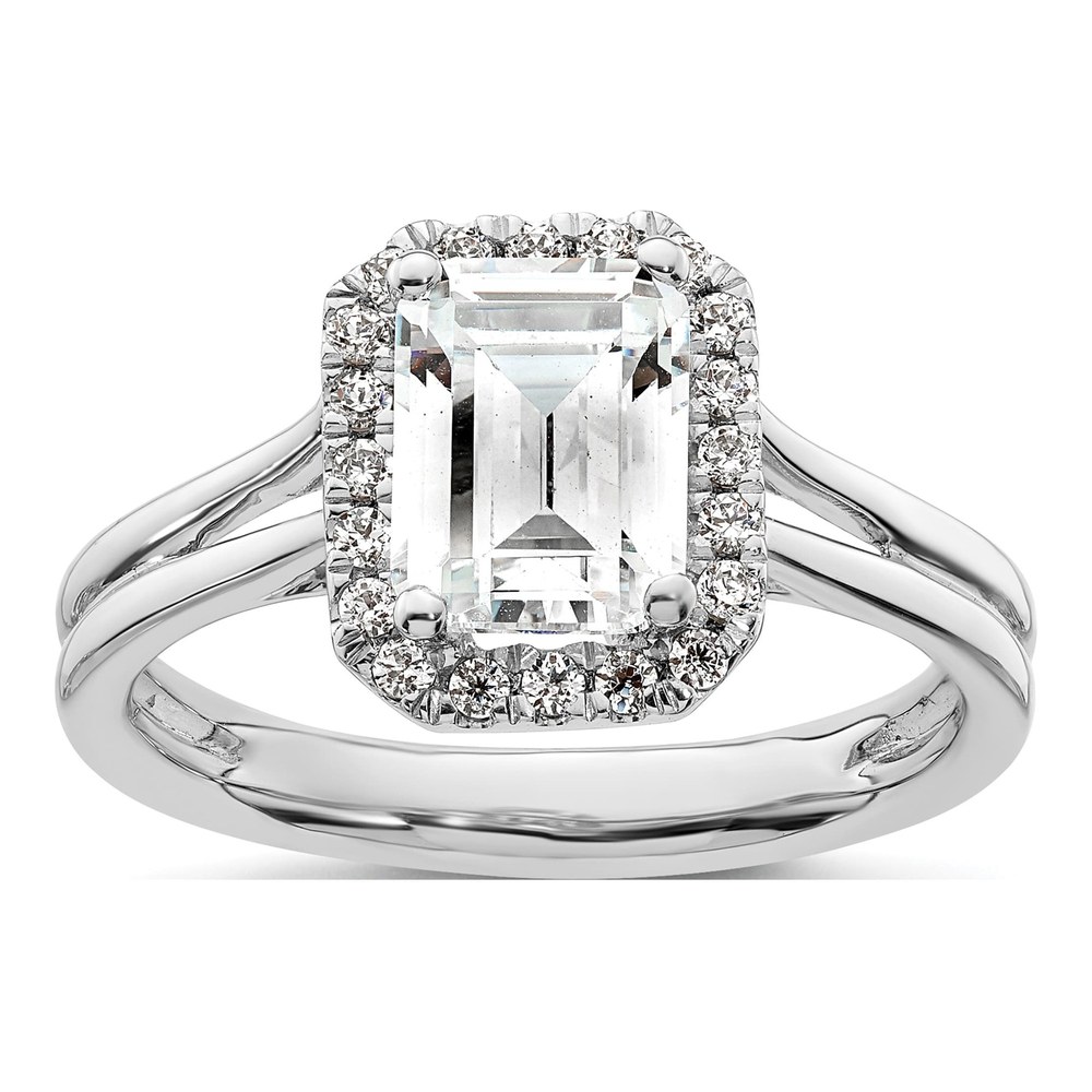 14K White Gold Diamond Halo Engagement Ring Setting