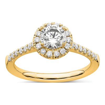 14K Yellow Gold 3/4 ct tw Lab-Grown Diamond Halo Engagement Ring